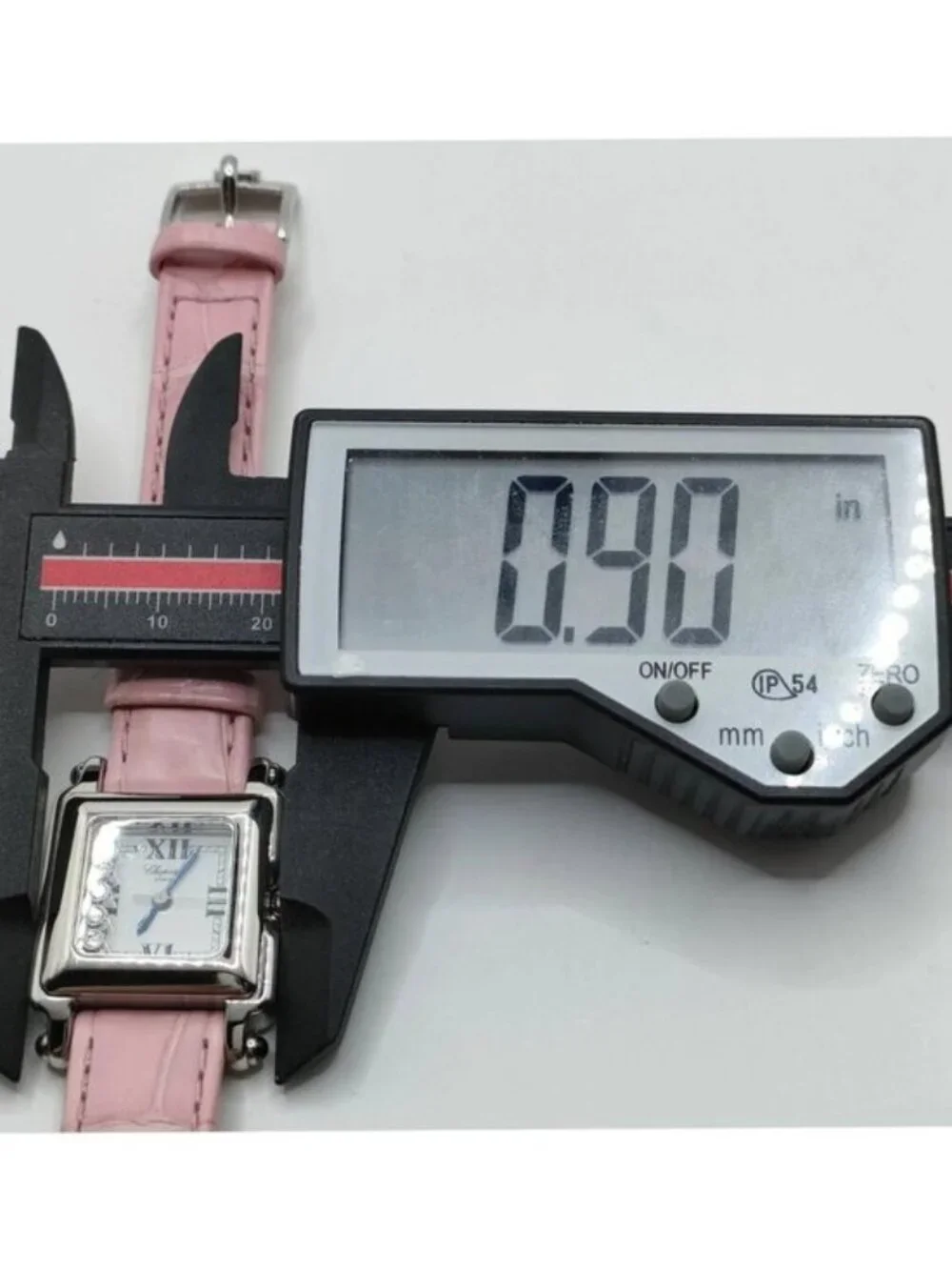 Chopard Happy Sport Square 5 Floating Diamond Pink Leather Quartz Watch